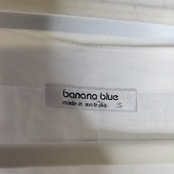 Banana Blue Australia Women's Small Tunic Shirt Dress Linen White Black - Picture 3 of 5